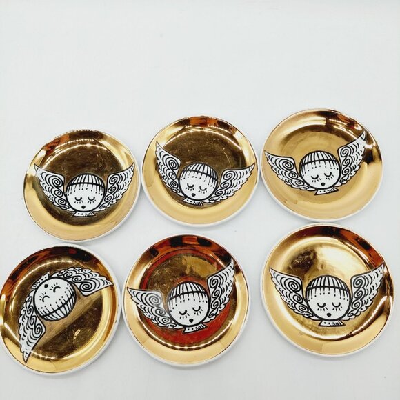 Bucciarelli Milano Coasters Gold White Angels Set Of 6 - Picture 1 of 7